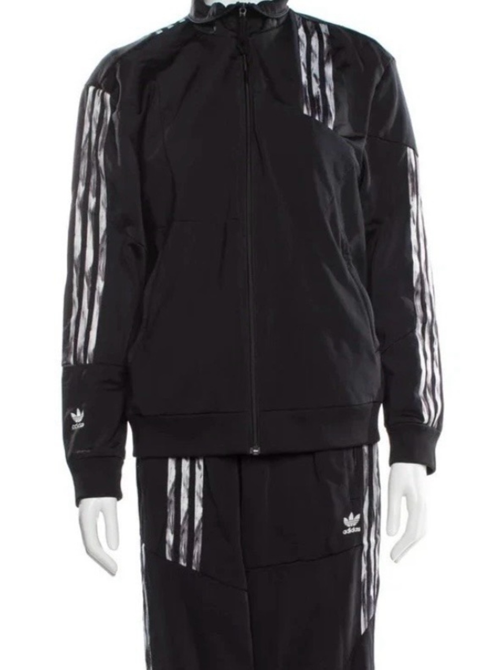 adidas Originals Black Track Jacket with White Stripes